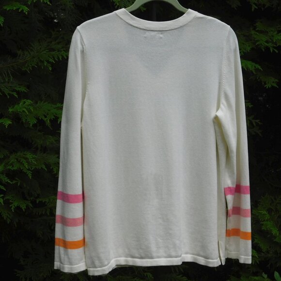 Nautica Lightweight V-Neck Cotton Sweater with Stripe Detail - Picture 3 of 3